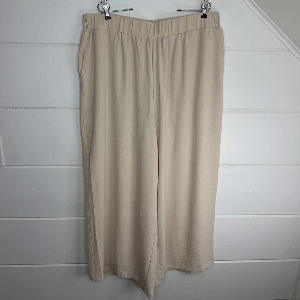 Bloomchic 22/24 Wide Leg Pants Cream Flowy Coastal
